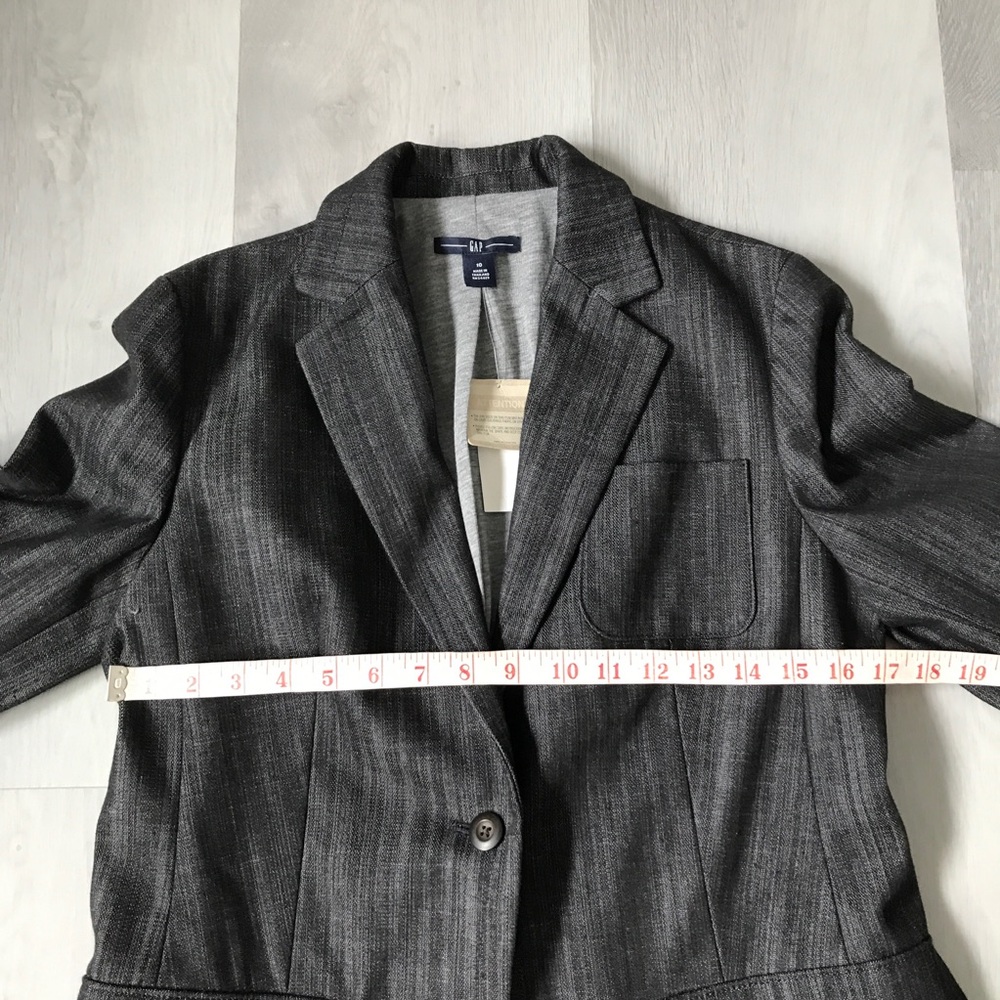 GAP TWILL DENIM GRAY BLAZER JACKET ONE BUTTON WOMENS 10 - Picture 8 of 11
